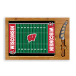 Football Field - Wisconsin Badgers - Icon Glass Top Cutting Board & Knife Set