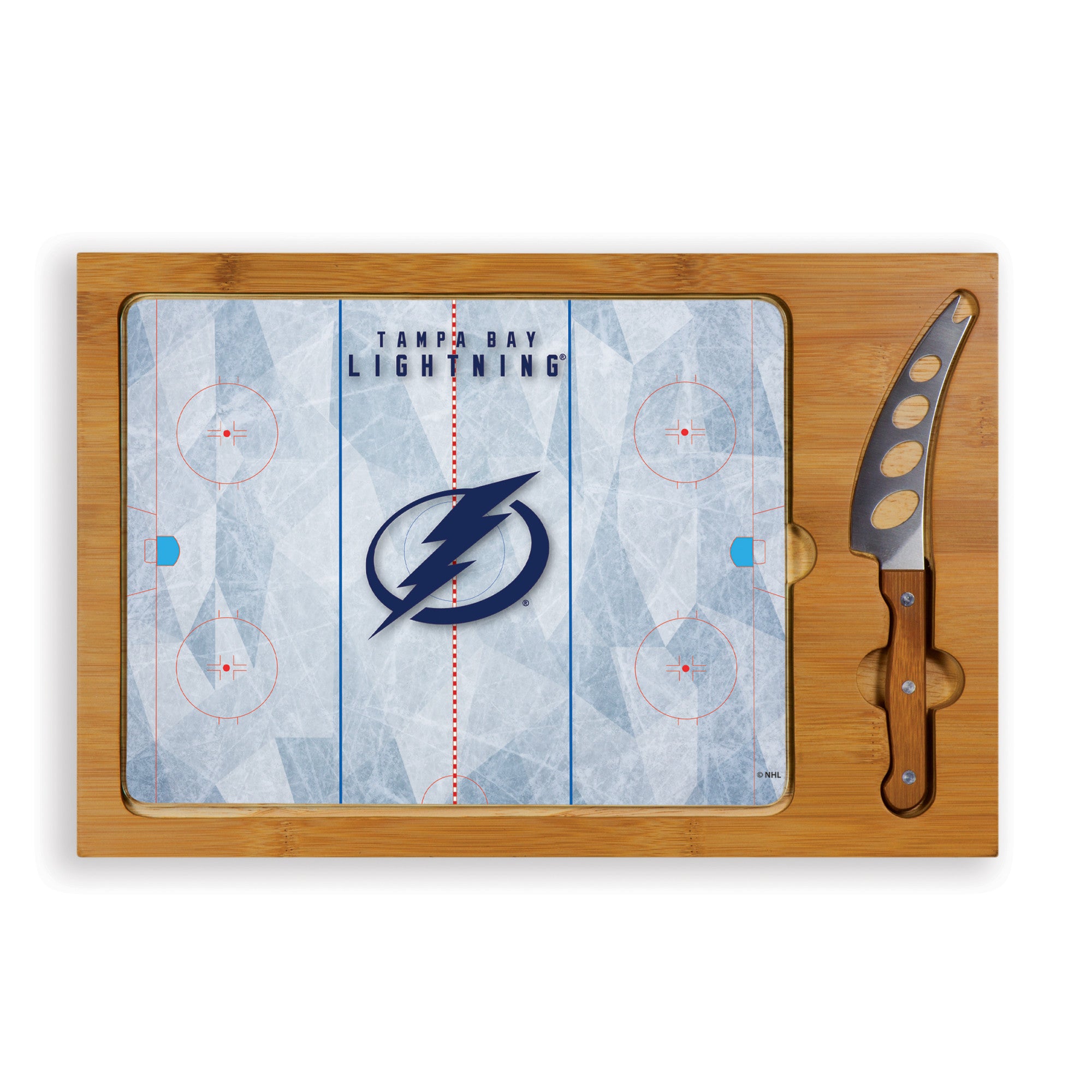 Tampa Bay Lightning Hockey Rink - Icon Glass Top Cutting Board & Knife Set
