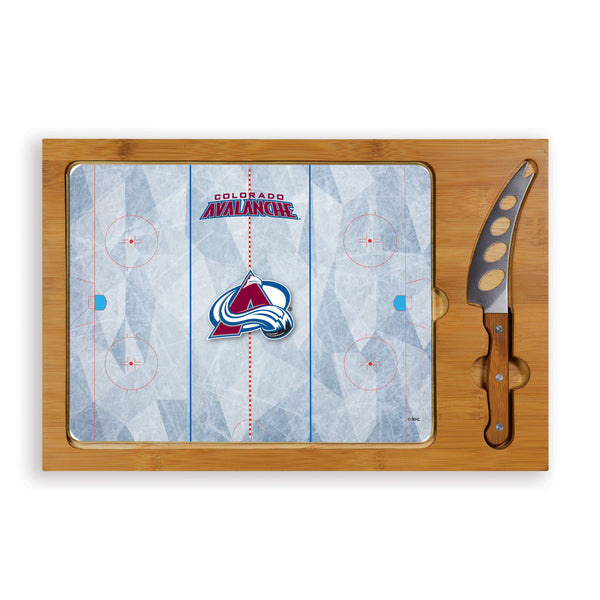 Colorado Avalanche Hockey Rink - Icon Glass Top Cutting Board & Knife Set