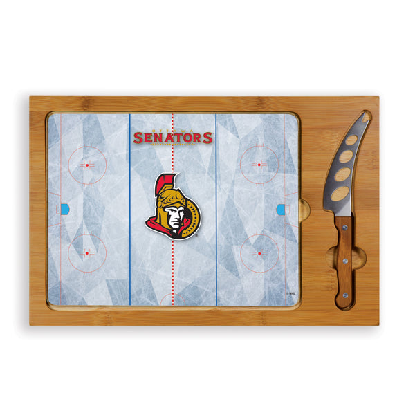 Hockey Rink - Ottawa Senators - Icon Glass Top Cutting Board & Knife Set