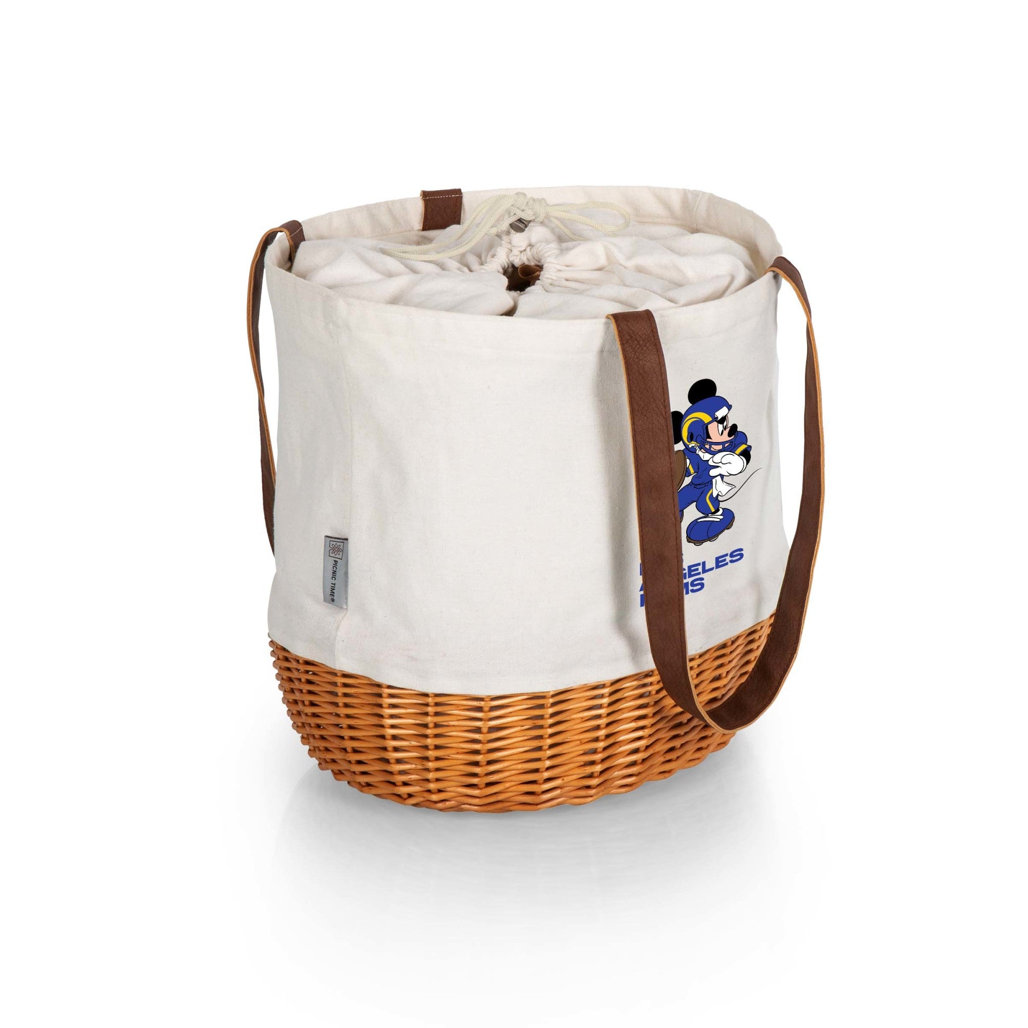 Los Angeles Rams Mickey Mouse - Coronado Canvas and Willow Basket Tote