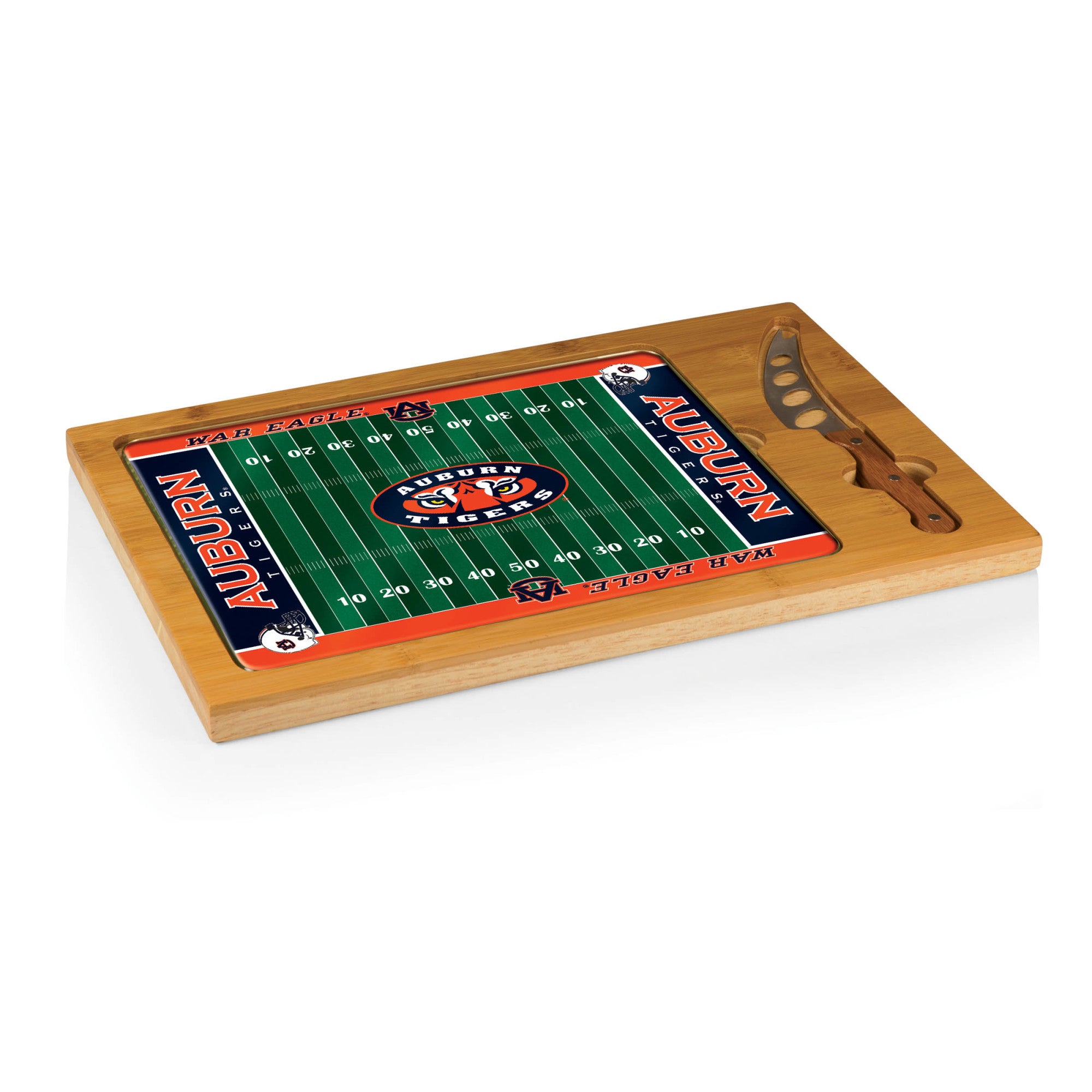 Auburn Tigers Football Field - Icon Glass Top Cutting Board & Knife Set-Picnic Time Family of Brands