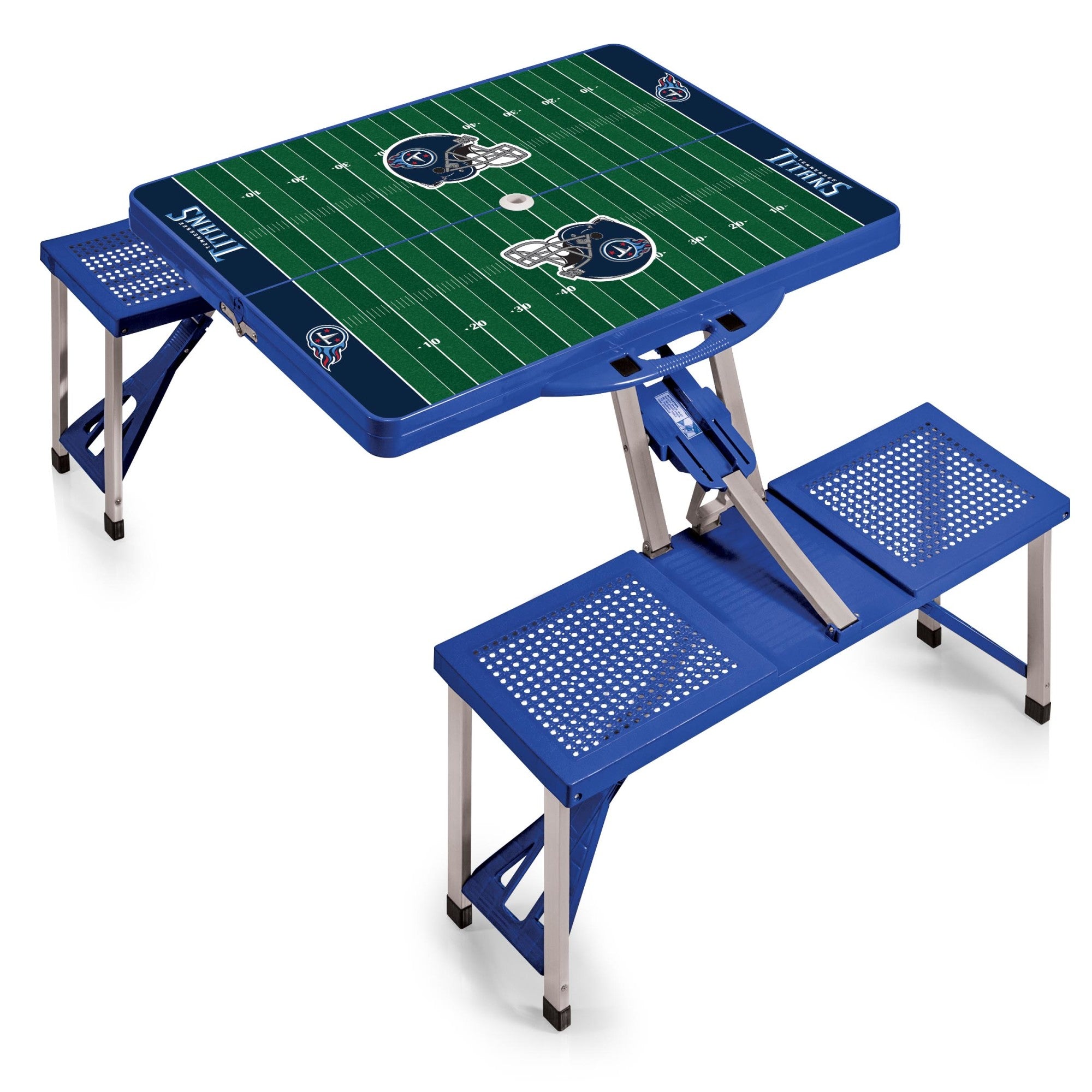 Football Field - Tennessee Titans - Picnic Table Portable Folding Table with Seats