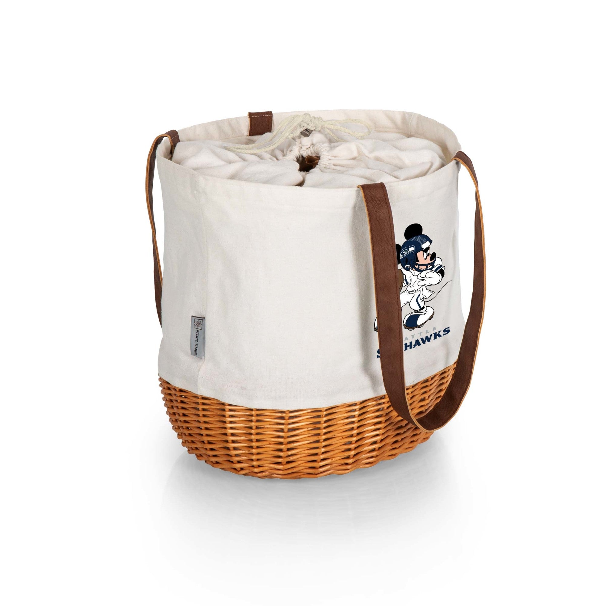 Mickey Mouse - Seattle Seahawks - Coronado Canvas and Willow Basket Tote