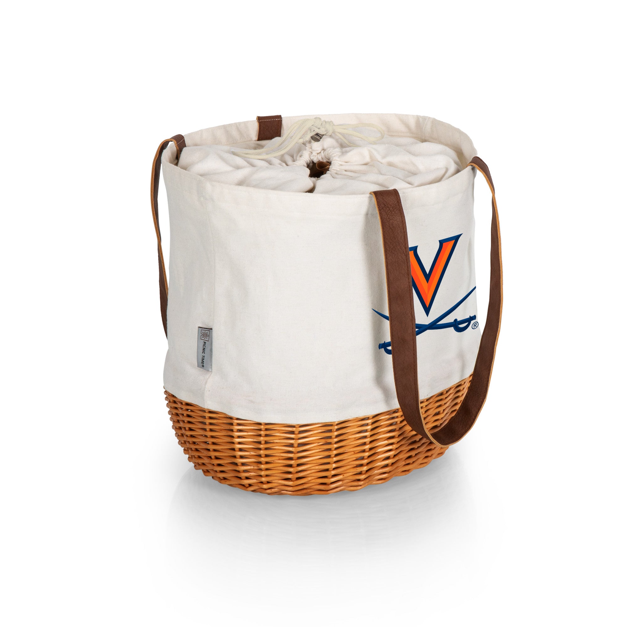Virginia Cavaliers - Coronado Canvas and Willow Basket Tote-Picnic Time Family of Brands