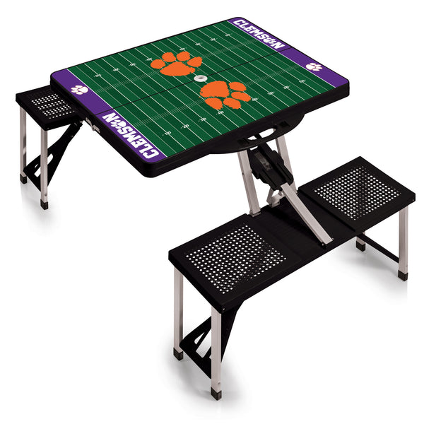 Football Field - Clemson Tigers - Picnic Table Portable Folding Table with Seats
