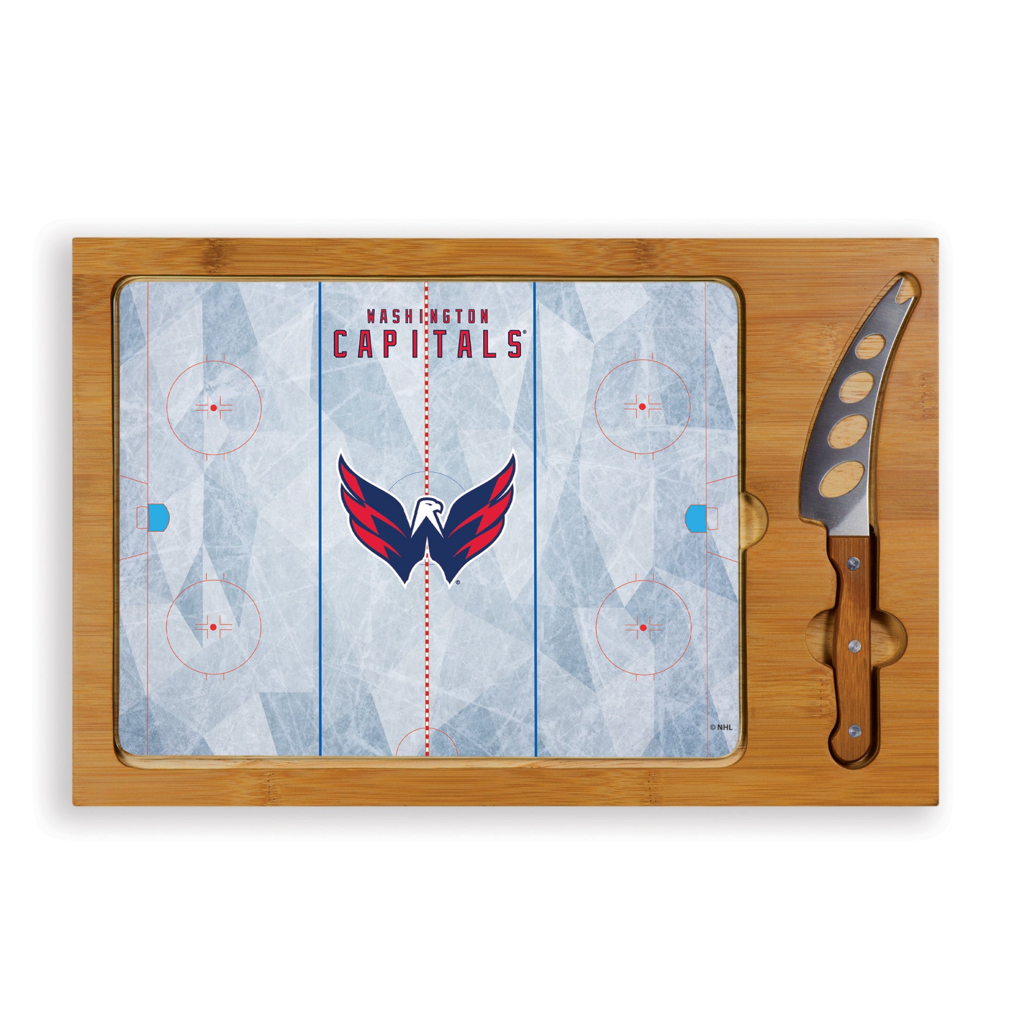 Washington Capitals Hockey Rink - Icon Glass Top Cutting Board & Knife Set