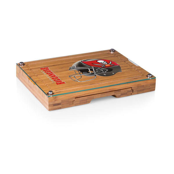 Tampa Bay Buccaneers - Concerto Glass Top Cheese Cutting Board & Tools Set