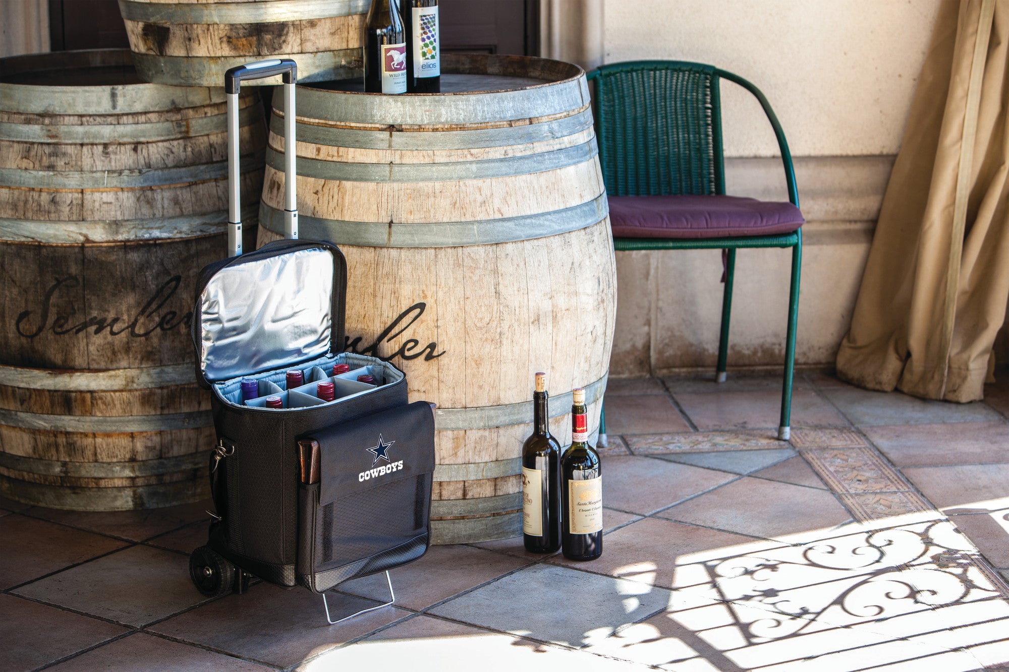 Dallas Cowboys 6 Bottle Wine Carrier Cooler Tote Trolley