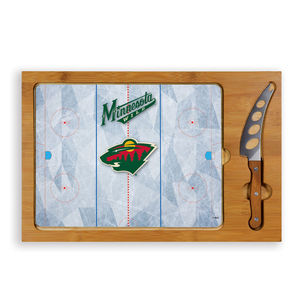 Minnesota Wild Hockey Rink - Icon Glass Top Cutting Board & Knife Set