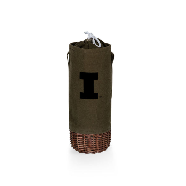 Illinois Fighting Illini - Malbec Insulated Canvas and Willow Wine Bottle Basket