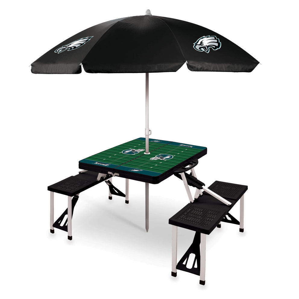 Philadelphia Eagles - Picnic Table Portable Folding Table with Seats and Umbrella