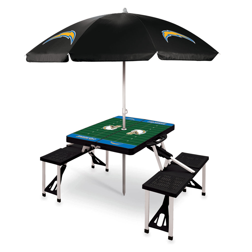 Los Angeles Chargers - Picnic Table Portable Folding Table with Seats and Umbrella