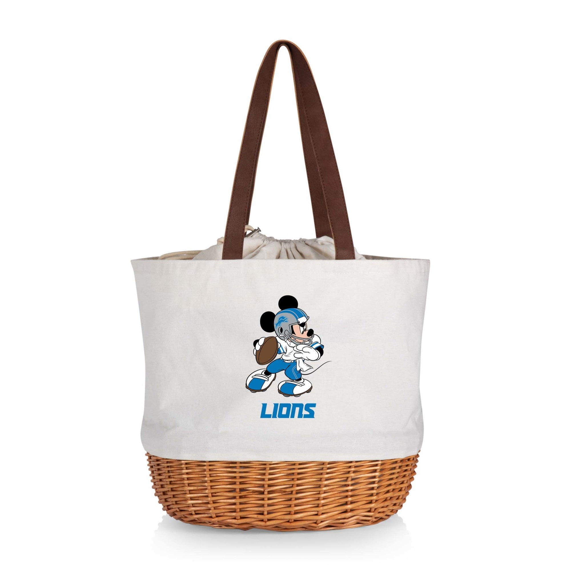 Mickey Mouse - Detroit Lions - Coronado Canvas and Willow Basket Tote