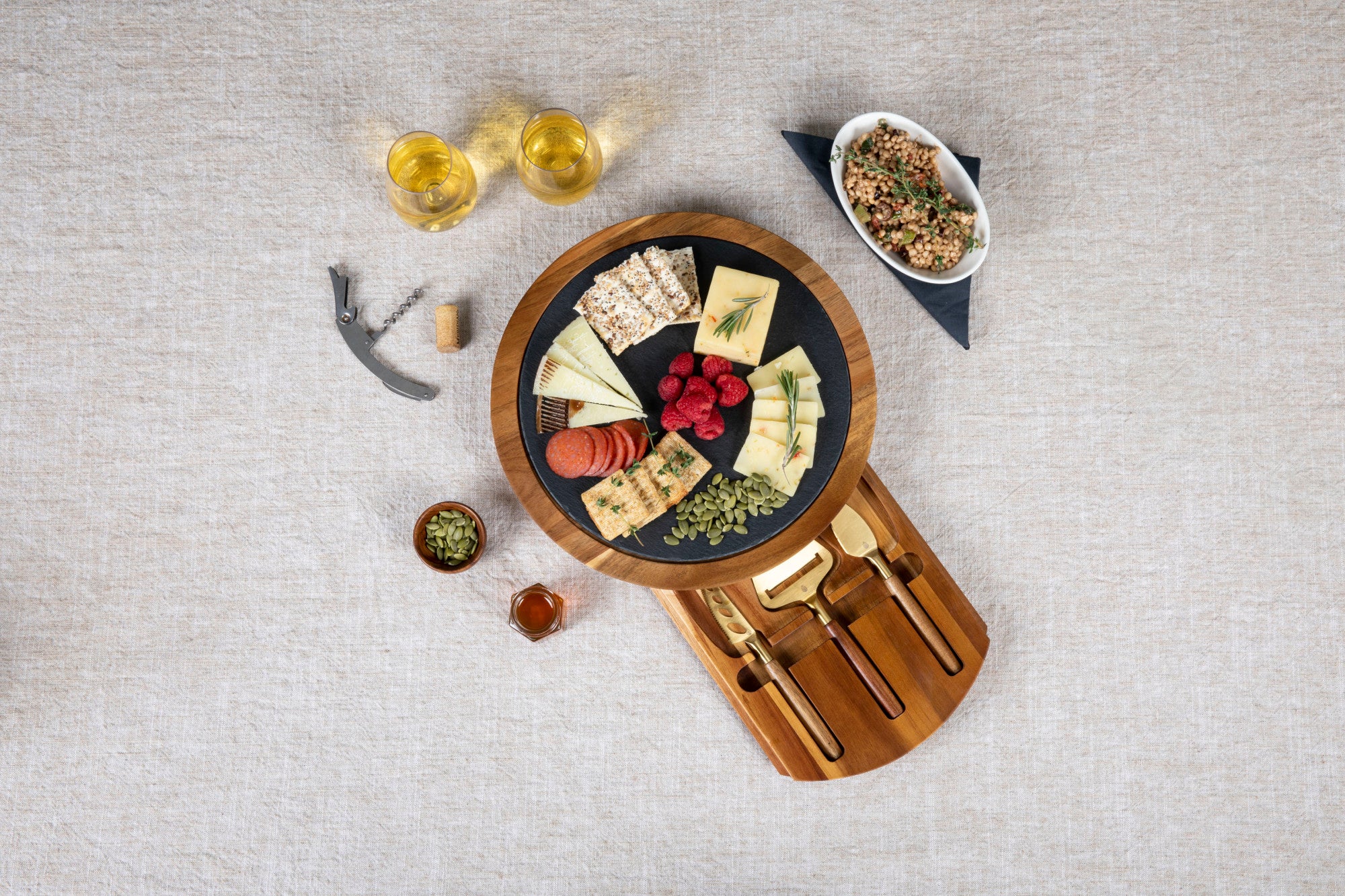 Pittsburgh Panthers - Insignia Acacia and Slate Serving Board with Cheese Tools