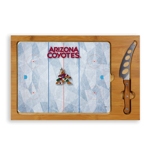 Hockey Rink - Arizona Coyotes - Icon Glass Top Cutting Board & Knife Set