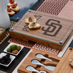 San Diego Padres - Concerto Glass Top Cheese Cutting Board & Tools Set