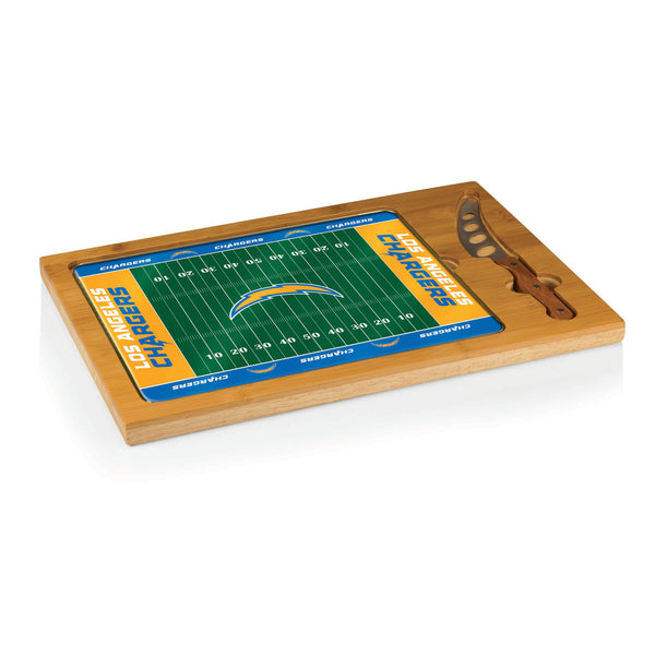Football Field - Los Angeles Chargers - Icon Glass Top Cutting Board & Knife Set