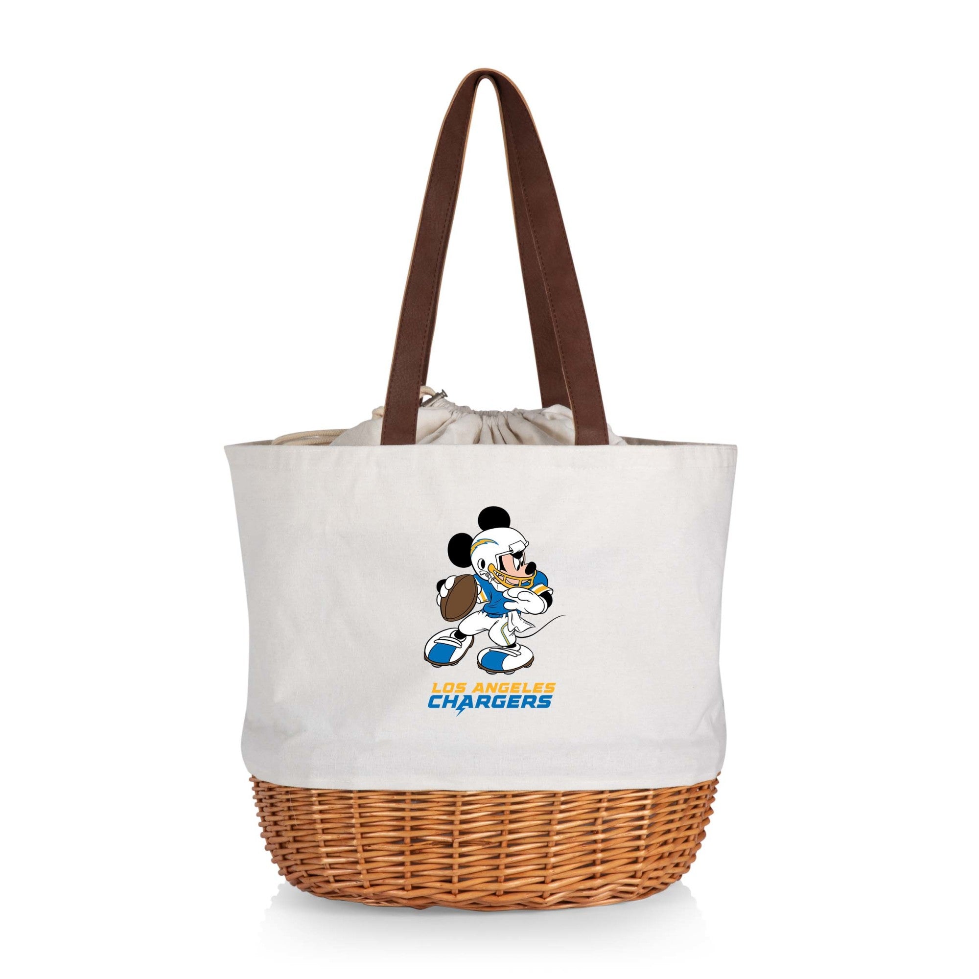 Mickey Mouse - Los Angeles Chargers - Coronado Canvas and Willow Basket Tote
