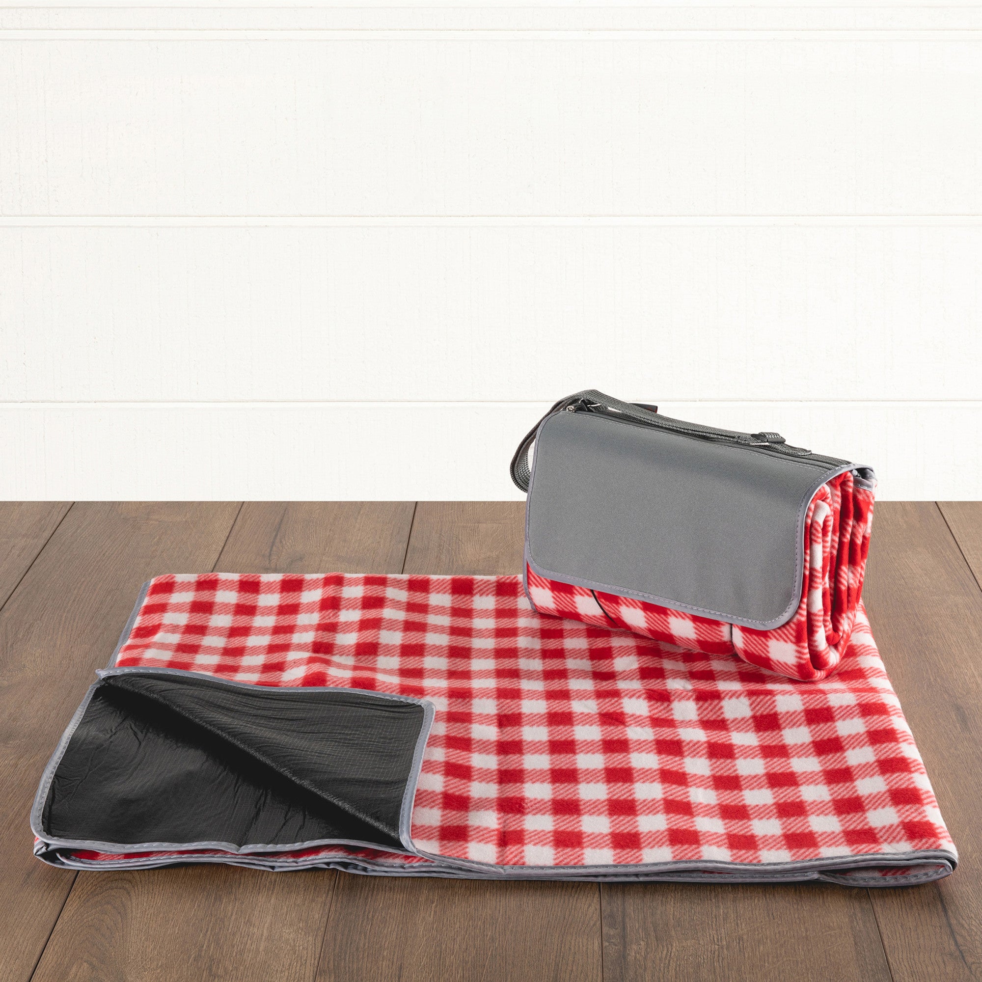 Red & White Gingham Pattern with Gray Flap