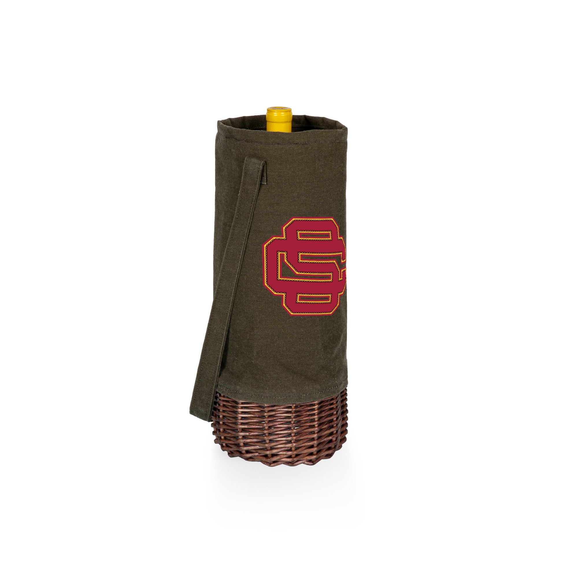 USC Trojans Alternate - Malbec Insulated Canvas and Willow Wine Bottle Basket