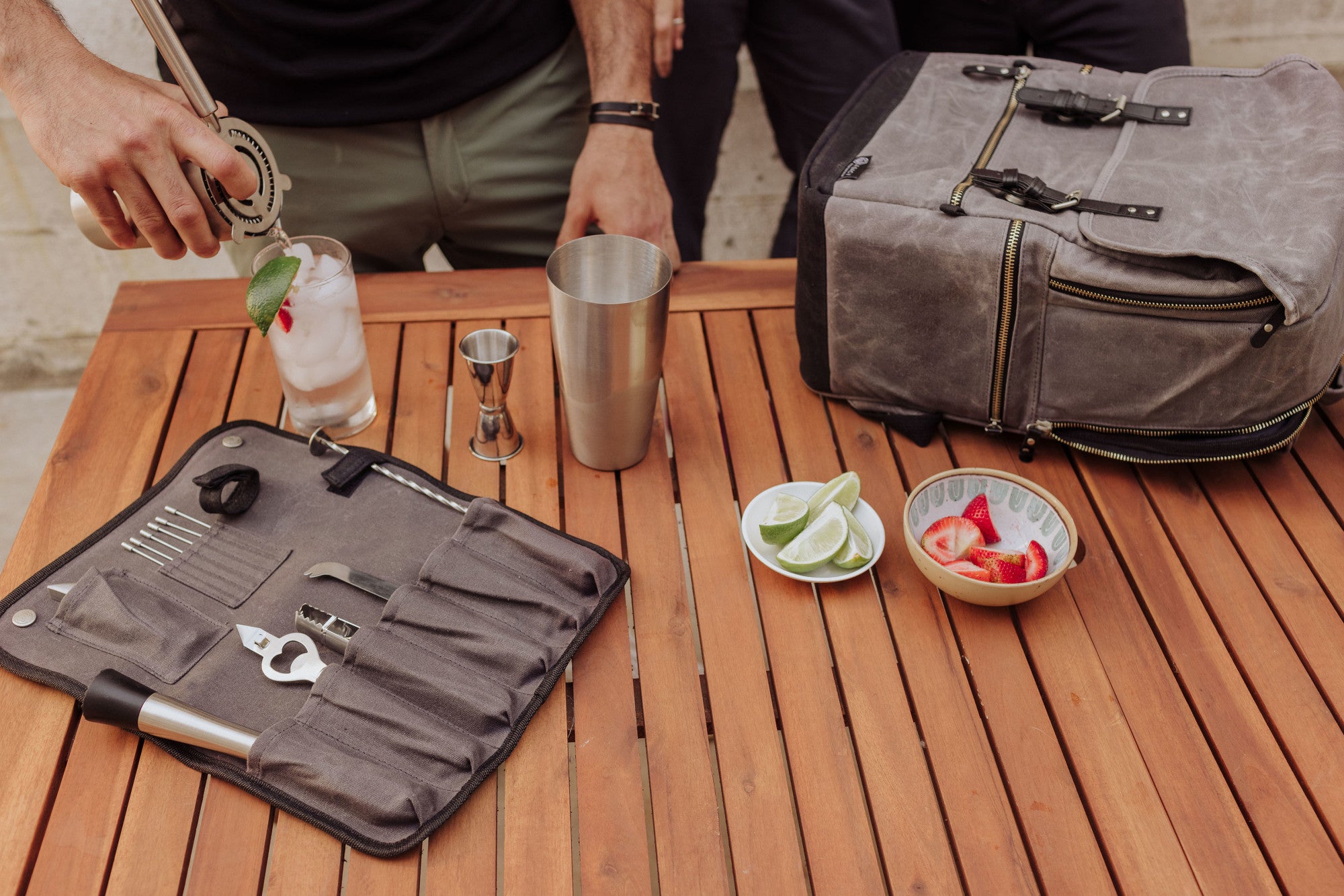 backpack travel bar Picnic Time Bar-Backpack Portable Cocktail Set