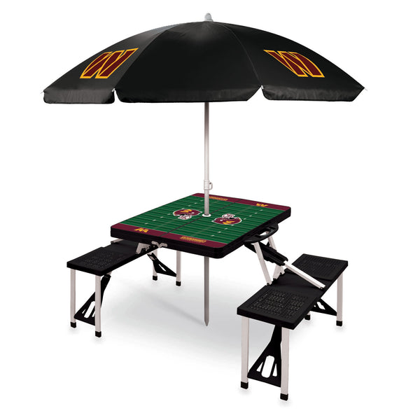 Washington Commanders - Picnic Table Portable Folding Table with Seats and Umbrella