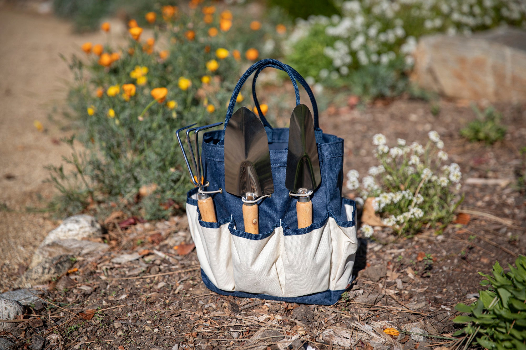 Expert Gardener Tool Tote – Durable Double-Handle Bag With 5 Exterior Pockets, 7"x12.25"x9"