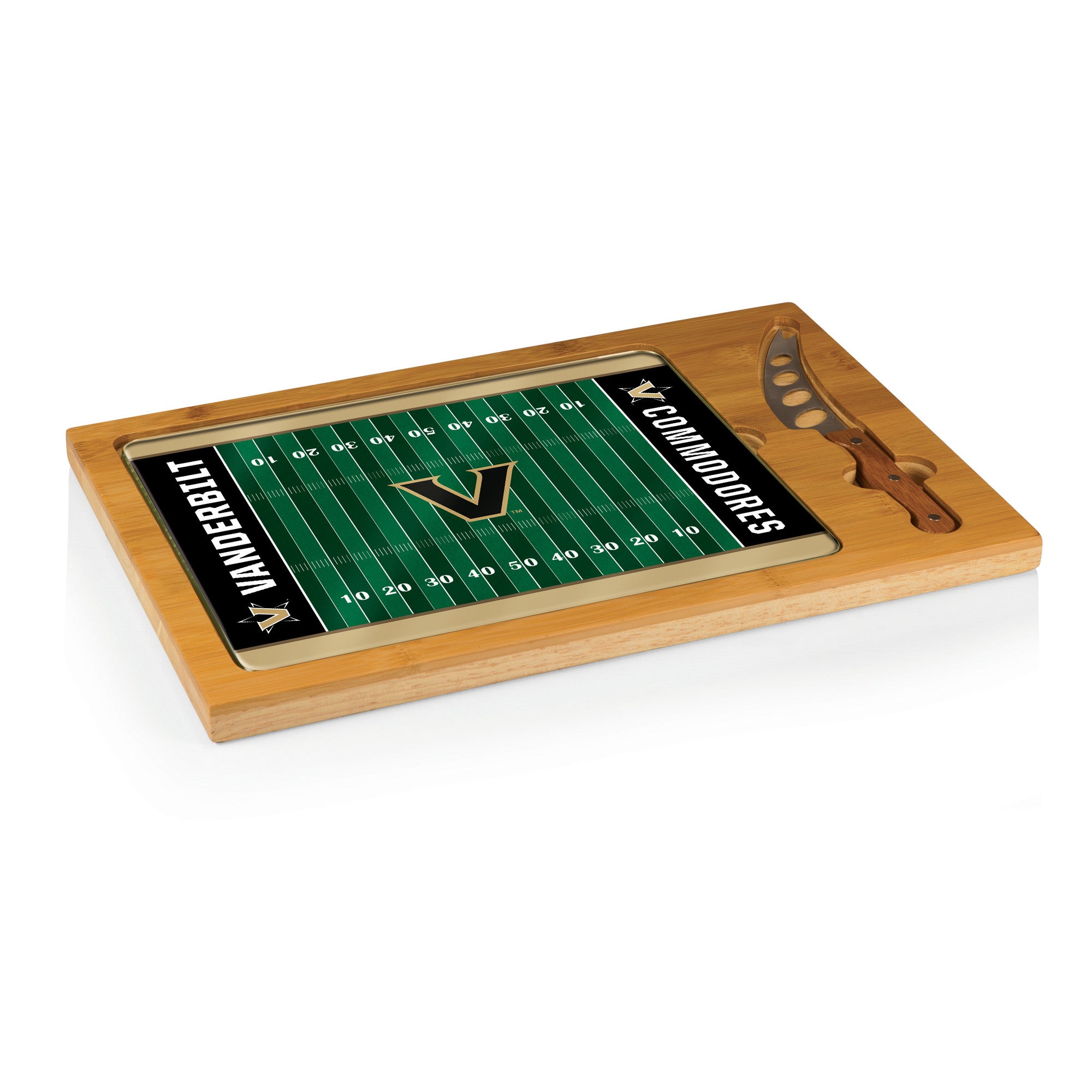 Vanderbilt Commodores Football Field - Icon Glass Top Cutting Board & Knife Set