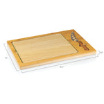 West Virginia Mountaineers Football Field - Icon Glass Top Cutting Board & Knife Set